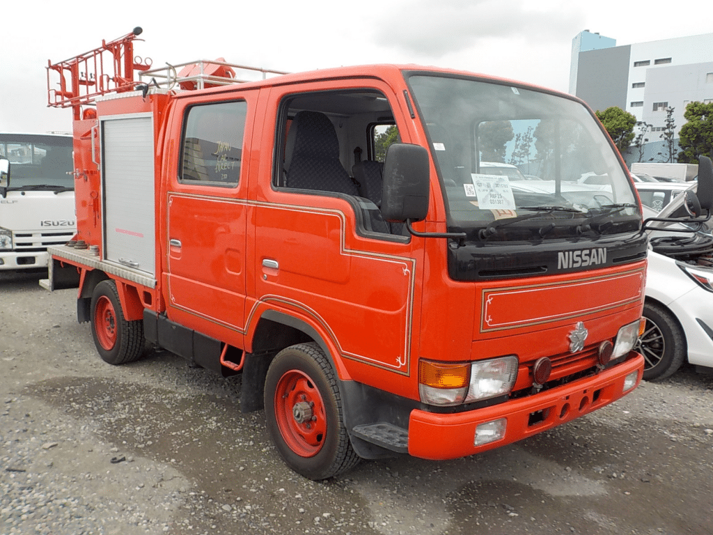 Nissan Atlas Fire Truck, Firefighting Vehicle, Emergency Response, Water Tank Capacity, Firefighter Equipment, Siren and Lights, Compact Size, Custom Modifications, First Responder, Japanese Fire Truck, Japan Car Direct